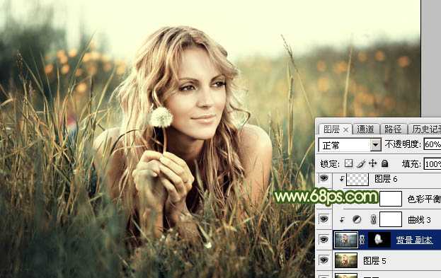 ‘Photoshop为草地人物图片打造暗调中性黄绿色‘