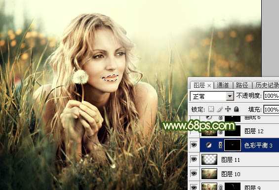 ‘Photoshop为草地人物图片打造暗调中性黄绿色‘