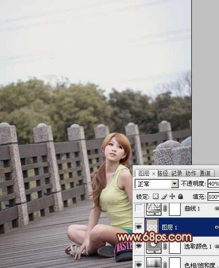 ‘Photoshop将外景美女图片调出柔和的中性暖色调‘