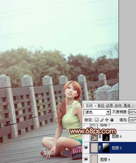 ‘Photoshop将外景美女图片调出柔和的中性暖色调‘