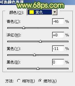 ‘Photoshop将树木边的美女图片调制出纯美的秋季黄绿色效果‘