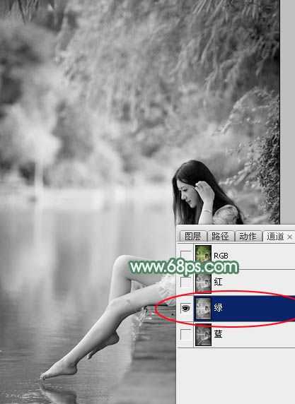 ‘Photoshop打造唯美的古典淡绿色外景人物图片‘