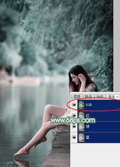 ‘Photoshop打造唯美的古典淡绿色外景人物图片‘