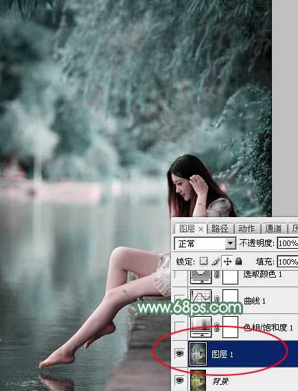 ‘Photoshop打造唯美的古典淡绿色外景人物图片‘