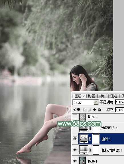 ‘Photoshop打造唯美的古典淡绿色外景人物图片‘