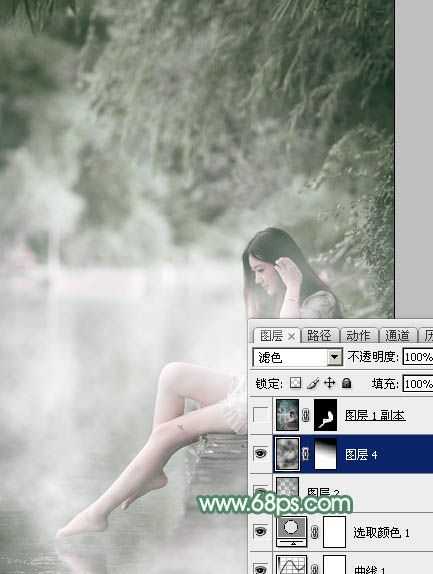 ‘Photoshop打造唯美的古典淡绿色外景人物图片‘