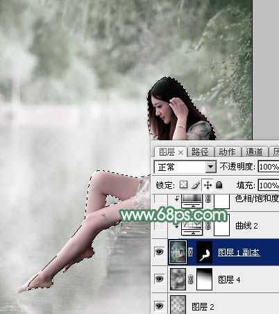 ‘Photoshop打造唯美的古典淡绿色外景人物图片‘