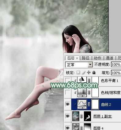 ‘Photoshop打造唯美的古典淡绿色外景人物图片‘