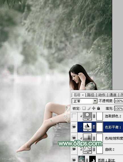 ‘Photoshop打造唯美的古典淡绿色外景人物图片‘