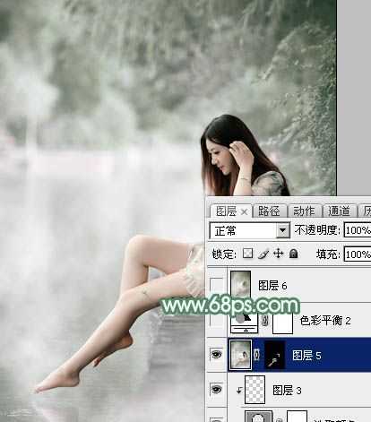 ‘Photoshop打造唯美的古典淡绿色外景人物图片‘