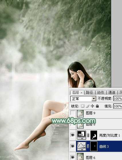 ‘Photoshop打造唯美的古典淡绿色外景人物图片‘
