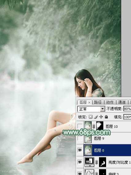 ‘Photoshop打造唯美的古典淡绿色外景人物图片‘