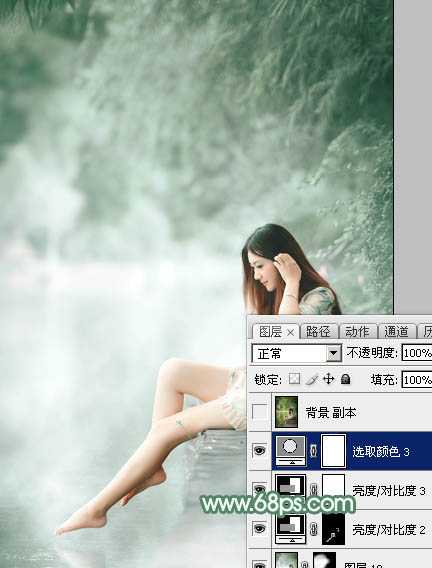 ‘Photoshop打造唯美的古典淡绿色外景人物图片‘