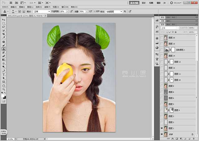 ‘CR结合PS为美女增加清新甜美的彩妆‘