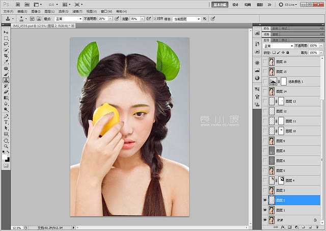 ‘CR结合PS为美女增加清新甜美的彩妆‘