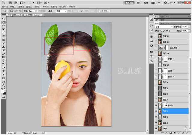 ‘CR结合PS为美女增加清新甜美的彩妆‘