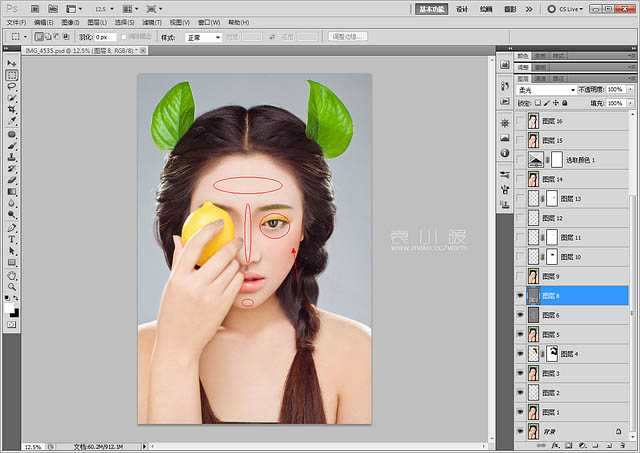 ‘CR结合PS为美女增加清新甜美的彩妆‘