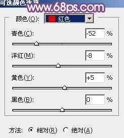 ‘Photoshop为绿叶边的美女加上梦幻的红褐色‘