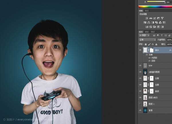 ‘Photoshop将帅哥头像转为可爱的Q版大头像‘