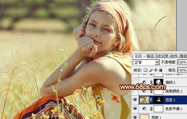 ‘Photoshop将外景图片调成柔和的橙绿色‘