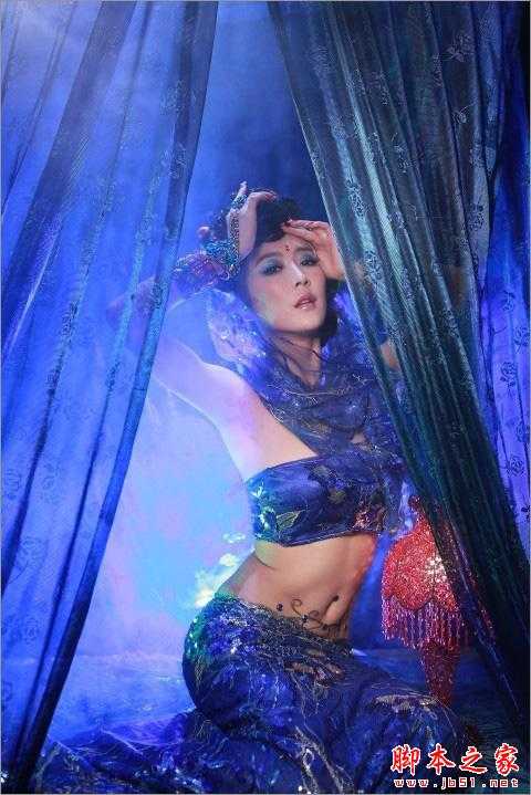 ‘Photoshop为室内古装美女增加梦幻的海底蓝色调‘