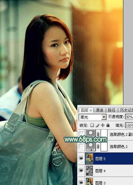 ‘Photoshop将街道人物图片调制出暖色逆光效果‘