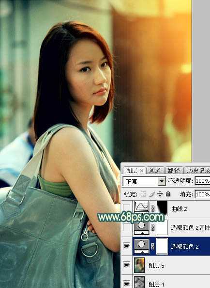 ‘Photoshop将街道人物图片调制出暖色逆光效果‘