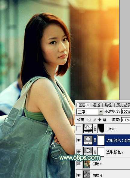 ‘Photoshop将街道人物图片调制出暖色逆光效果‘