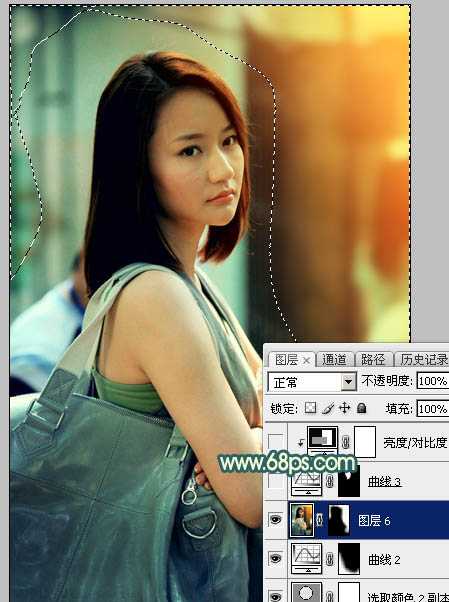 ‘Photoshop将街道人物图片调制出暖色逆光效果‘