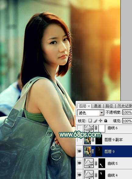 ‘Photoshop将街道人物图片调制出暖色逆光效果‘