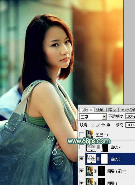 ‘Photoshop将街道人物图片调制出暖色逆光效果‘