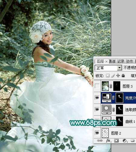 ‘Photoshop调出外景婚片柔美红润的青黄色‘