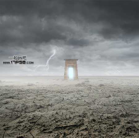 ‘photoshop合成抽象魔幻的沙漠暴风雨场景‘