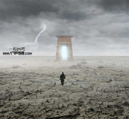 ‘photoshop合成抽象魔幻的沙漠暴风雨场景‘