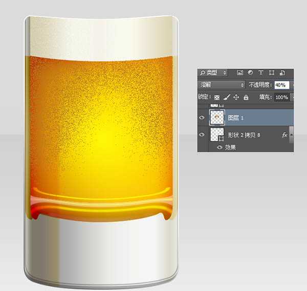 ‘Photoshop制作一杯溢出泡沫的啤酒杯‘