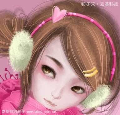 ‘photoshop鼠绘可爱的围红围巾的小女孩‘