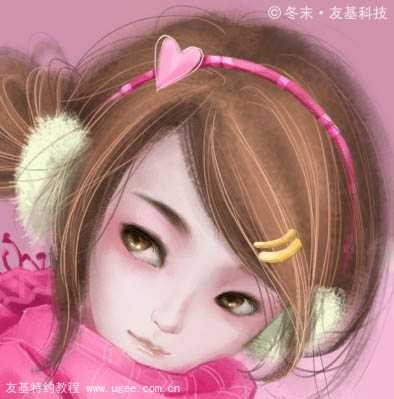 ‘photoshop鼠绘可爱的围红围巾的小女孩‘