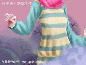 ‘photoshop鼠绘可爱的围红围巾的小女孩‘