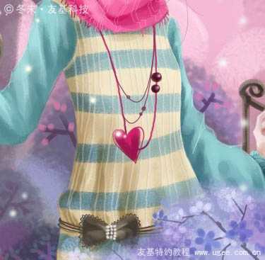 ‘photoshop鼠绘可爱的围红围巾的小女孩‘