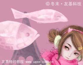 ‘photoshop鼠绘可爱的围红围巾的小女孩‘