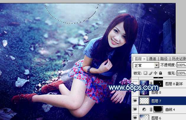 ‘Photoshop将秋季人物图片打造唯美的暗调青蓝色‘