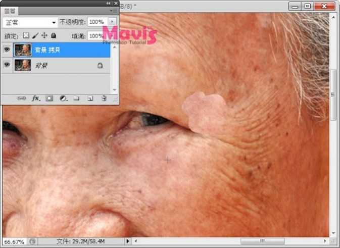 ‘PS修复画笔工具快速减少老人脸部皱纹技巧解析‘