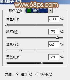‘Photoshop给绿树中的人物加上唯美的秋季橙绿色‘