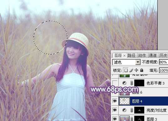 ‘Photoshop将绿色芦苇中的美女照片转为秋季效果‘