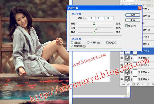 ‘Photoshop为池边美女图片增加暗调橙黄色效果‘