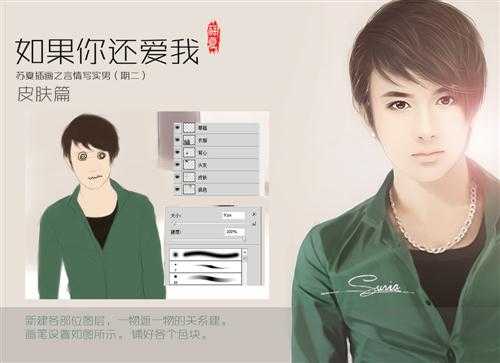 ‘PhotoShop为言情小说手绘出超帅气的男生插画皮肤的画法教程‘