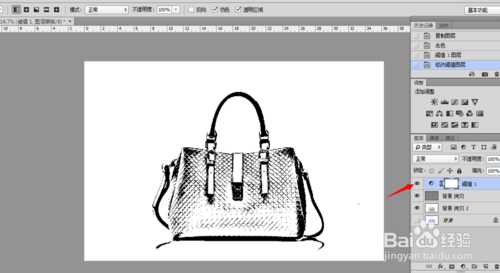 ‘用PS把包包图制作成素描图片效果‘