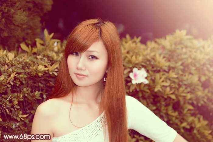 ‘Photoshop将外景人物图片增加上柔美的暖褐色‘