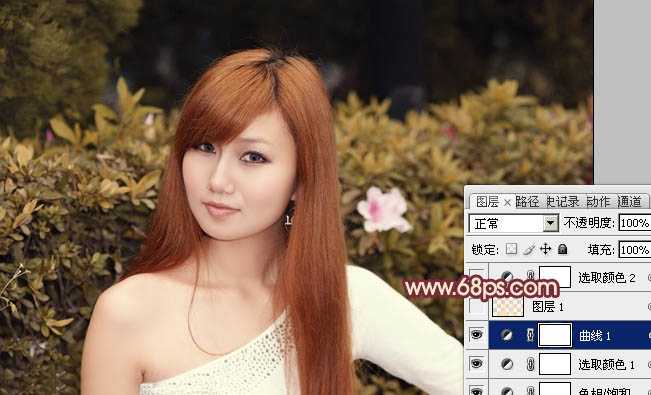 ‘Photoshop将外景人物图片增加上柔美的暖褐色‘