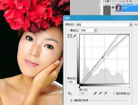 ‘Photoshop为玫瑰丛下美女调出写真效果‘